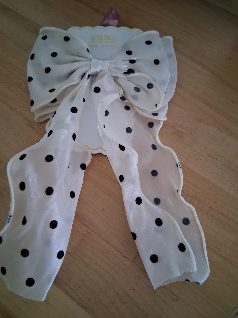 Simply Southern White Sheer Bow with Black Polka Dots